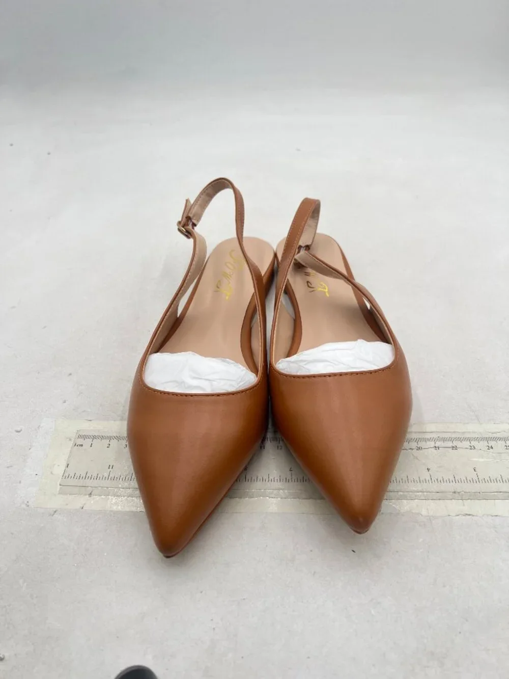 FOWT Brown Pointed Toe Slingback Buckle Comfort Casual Daily Mules Shoes